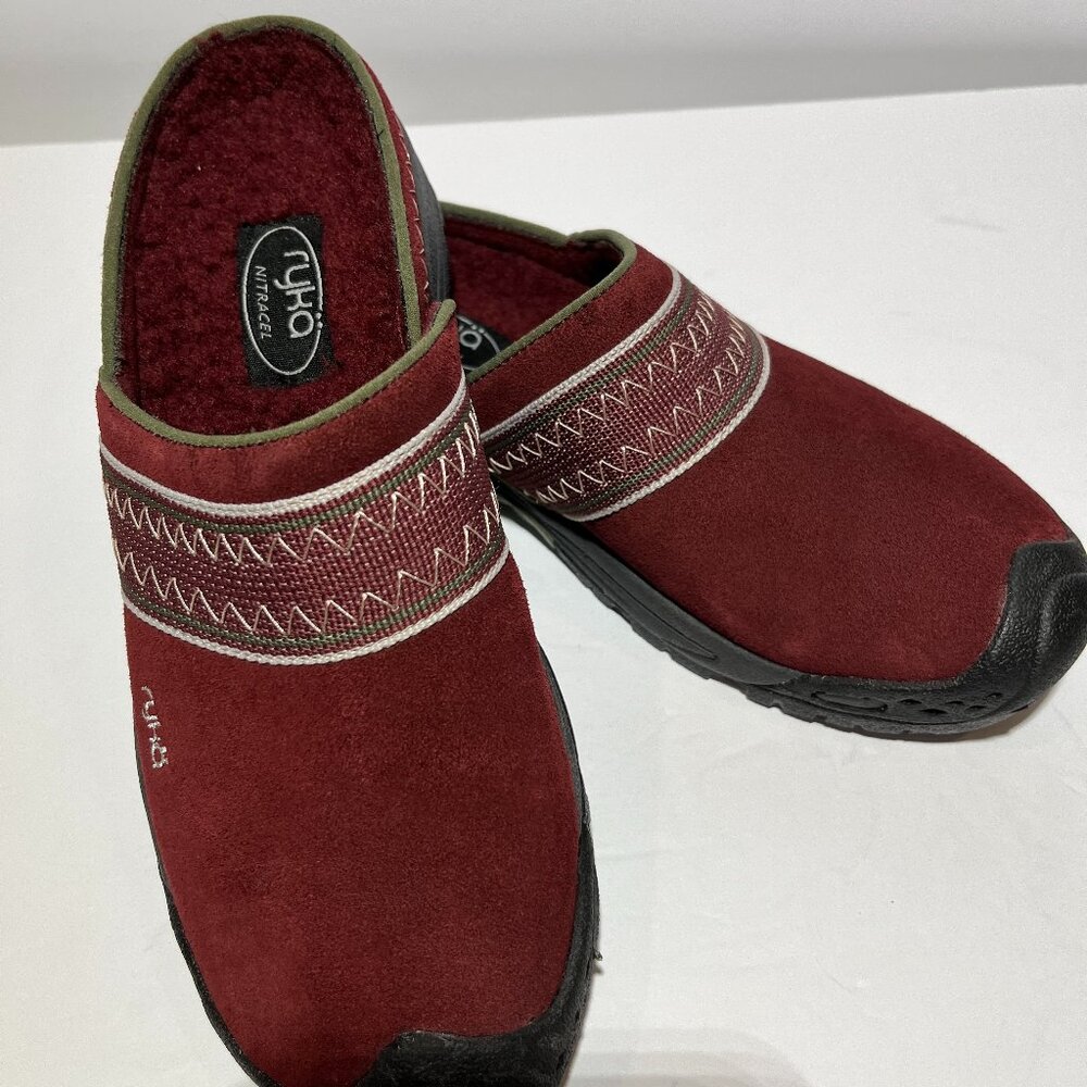 Ryka Suede Maroon Clogs Nitracel Size 7 Mule Slip On